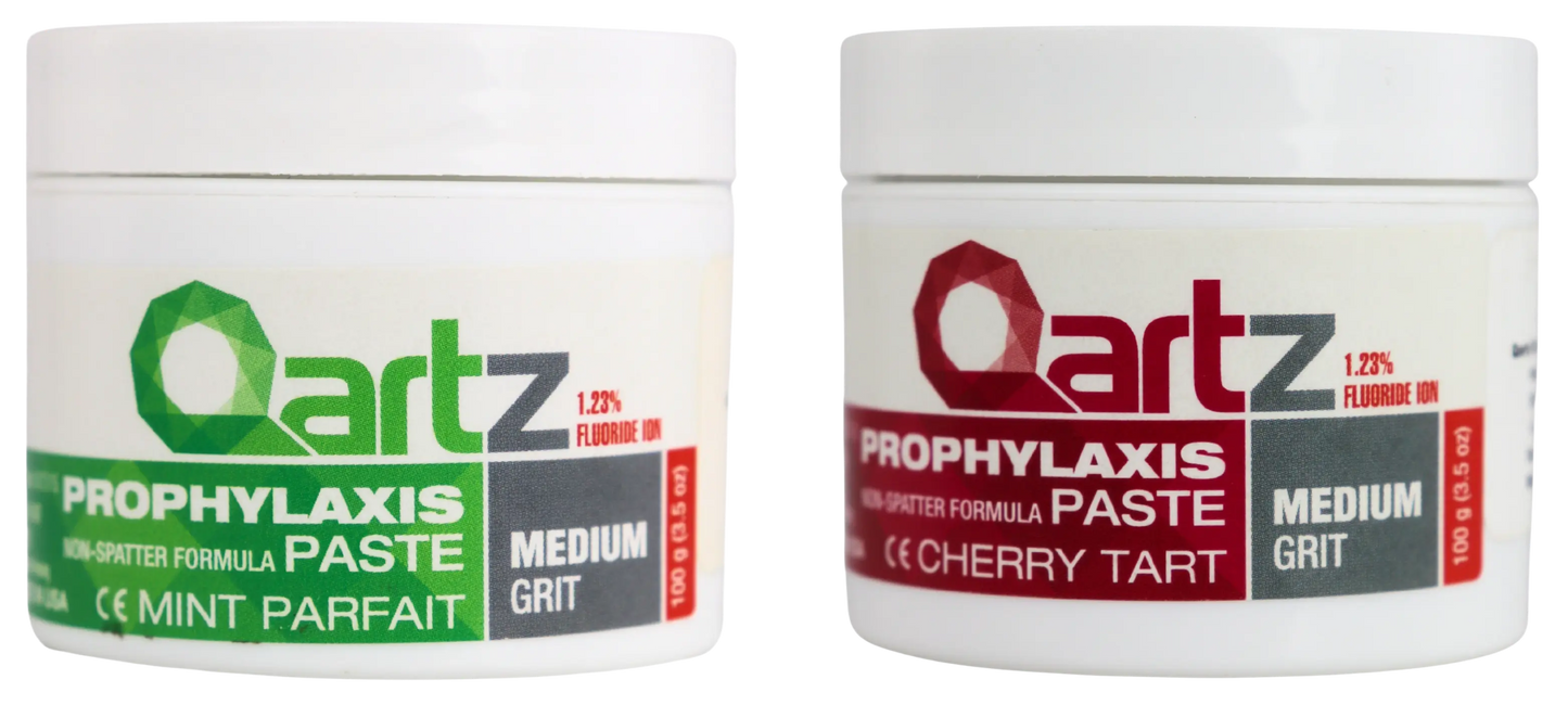 Fluoride Gel + Qartz Prophylaxis Jars + Light additional silicone impressions material + 2 of Super Care Latex powder Free